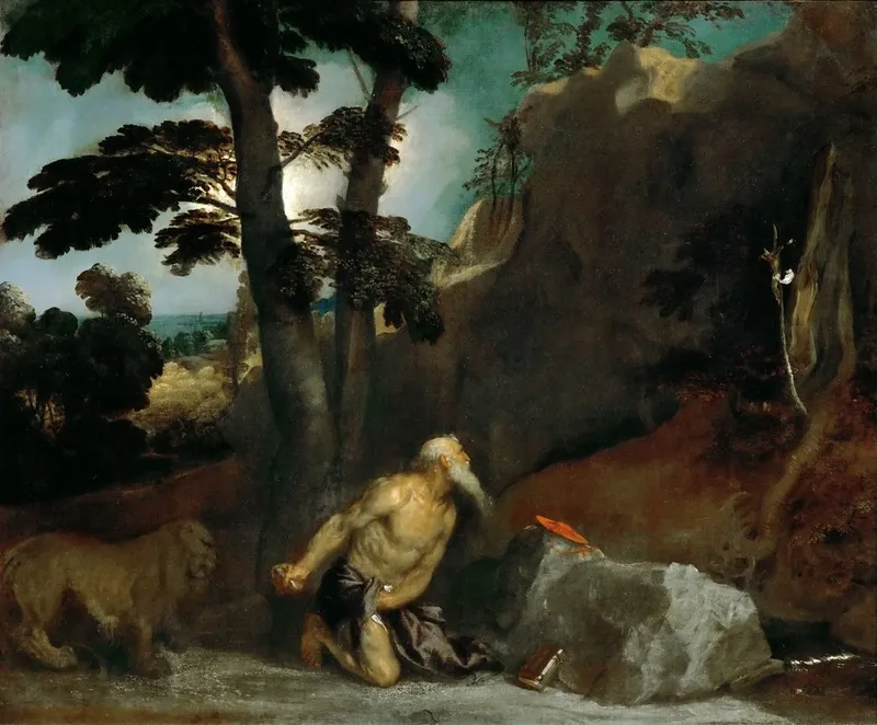 St. Jerome in Penitence (1531) by Titian — original painting reproduced as a hand-painted oil on canvas