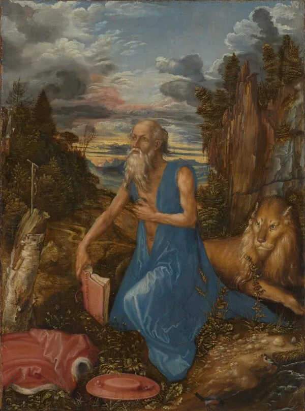 St. Jerome in the Wilderness (1496) by Albrecht Dürer — original painting reproduced as a hand-painted oil on canvas