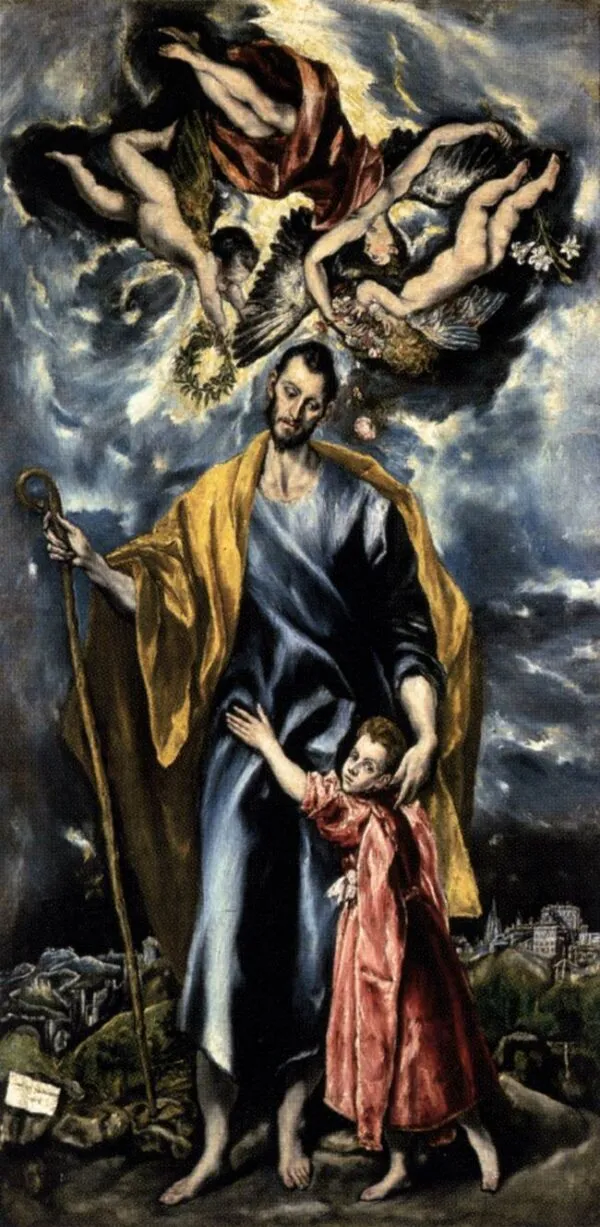 St Joseph and the Christ Child (1600) by El Greco — original painting reproduced as a hand-painted oil on canvas