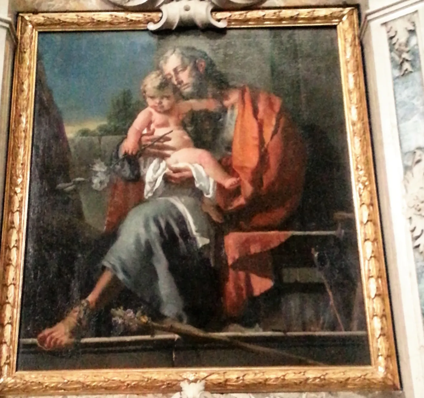 St. Joseph with Child (1732) by Giovanni Battista Tiepolo — original painting reproduced as a hand-painted oil on canvas