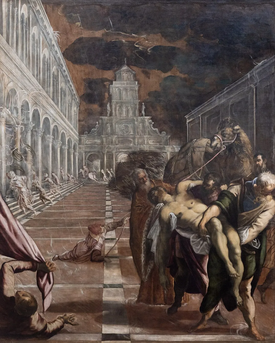 St Mark's Body Brought to Venice (1564) by Jacopo Tintoretto — original painting reproduced as a hand-painted oil on canvas