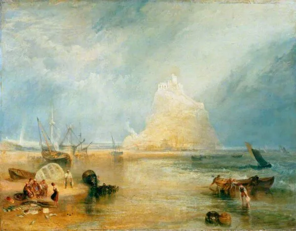St Michael's Mount, Cornwall (1834) by J. M. W. Turner — original painting reproduced as a hand-painted oil on canvas