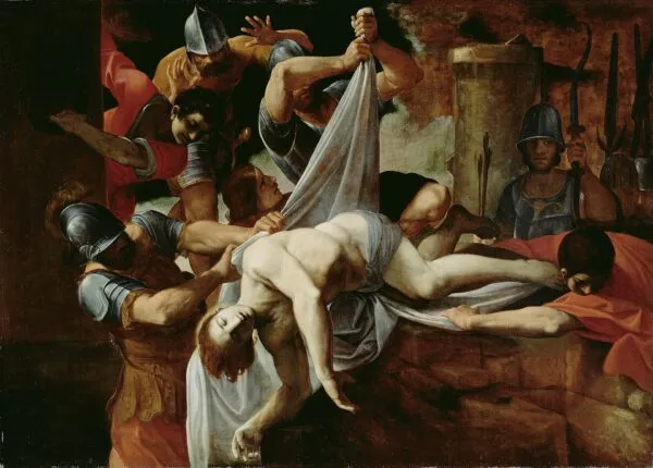 St. Sebastian Thrown into the Cloaca Maxima (1612) by Ludovico Carracci — original painting reproduced as a hand-painted oil on canvas