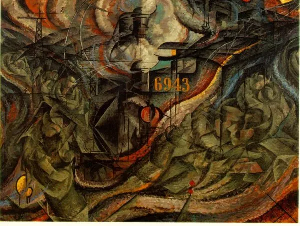States of Mind I: The Farewells (1911) by Umberto Boccioni — original painting reproduced as a hand-painted oil on canvas