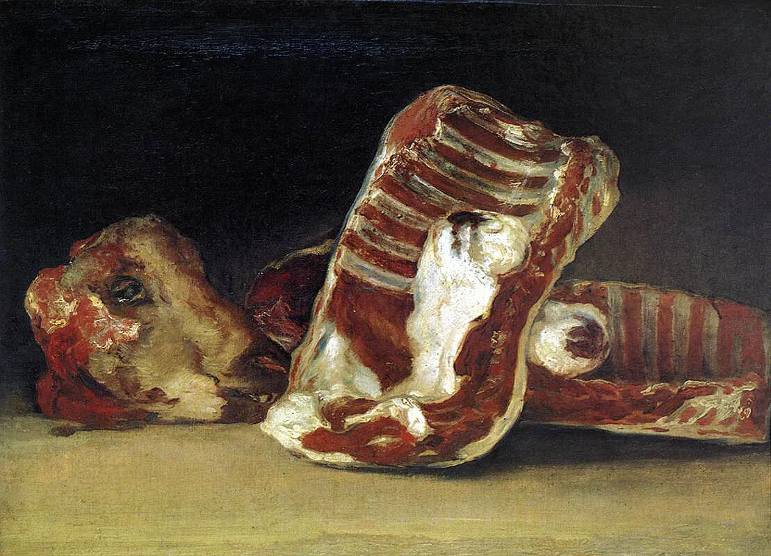 Still-Life: A Butcher's Counter (1808) by Francisco Goya — original painting reproduced as a hand-painted oil on canvas