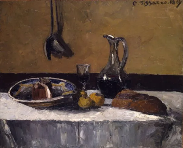 Still Life (1867) by Camille Pissarro — original painting reproduced as a hand-painted oil on canvas