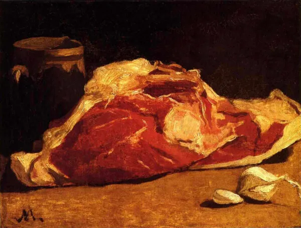 Still life with flesh (1864) by Claude Monet — original painting reproduced as a hand-painted oil on canvas