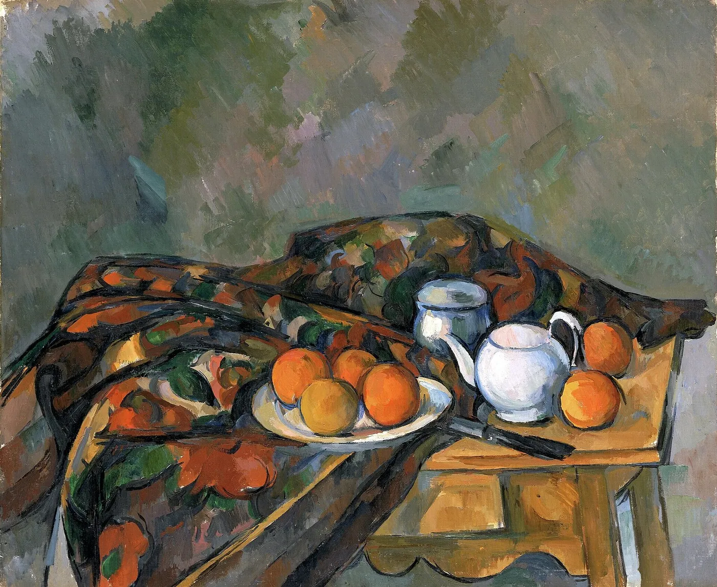 Still Life with Teapot (1902) by Paul Cézanne — original painting reproduced as a hand-painted oil on canvas