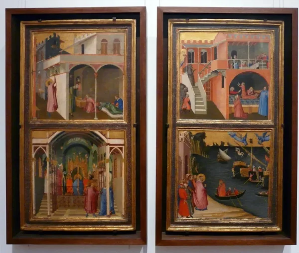 Stories of Saint Nicholas (1330) by Ambrogio Lorenzetti — original painting reproduced as a hand-painted oil on canvas