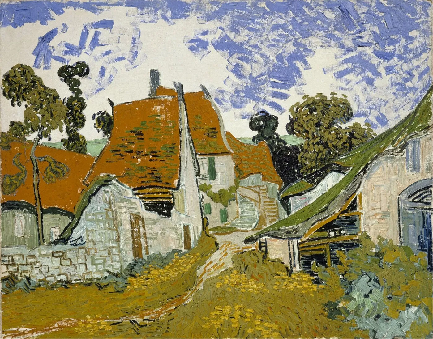 Street in Auvers-sur-Oise (1890) by Vincent van Gogh — original painting reproduced as a hand-painted oil on canvas