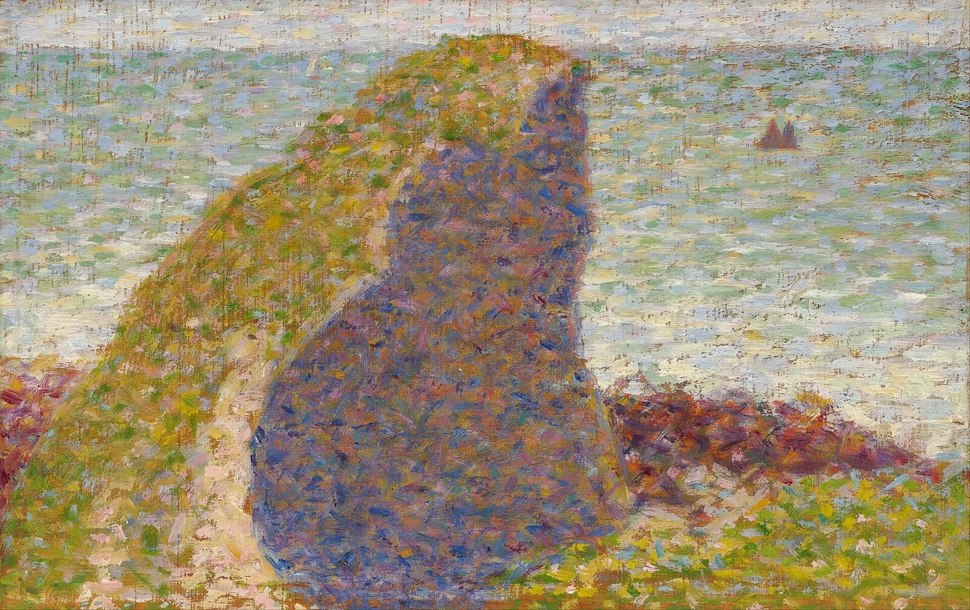 Study for Le Bec du Hoc, Grandcamp (1885) by Georges Seurat — original painting reproduced as a hand-painted oil on canvas