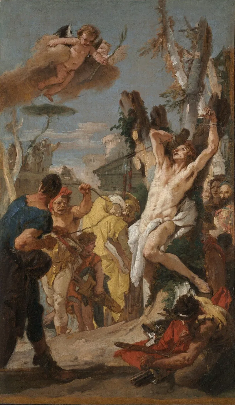 Study for "The Martyrdom of Saint Sebastian" (for the Augustinian monastery at Diessen, Germany) (1739) by Giovanni Battista Tiepolo — original painting reproduced as a hand-painted oil on canvas