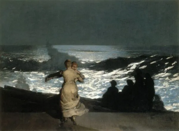 Summer night (1890) by Winslow Homer — original painting reproduced as a hand-painted oil on canvas