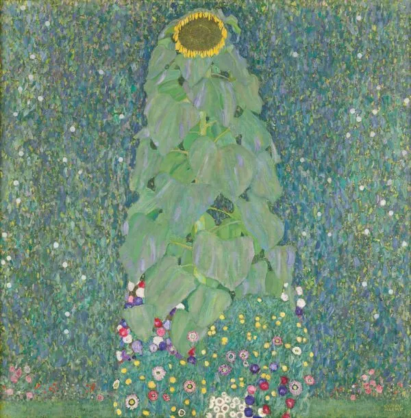 Sunflower (1907) by Gustav Klimt — original painting reproduced as a hand-painted oil on canvas