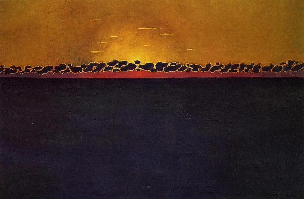 Sunset, Gray-Blue High Tide (1911) by Félix Vallotton — original painting reproduced as a hand-painted oil on canvas