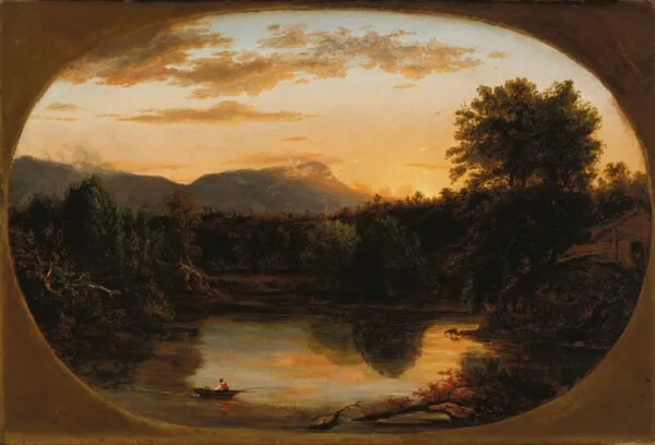 Sunset, View on the Catskill (1833) by Thomas Cole — original painting reproduced as a hand-painted oil on canvas