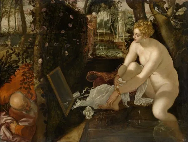 Susanna and the Elders (1550) by Jacopo Tintoretto — original painting reproduced as a hand-painted oil on canvas