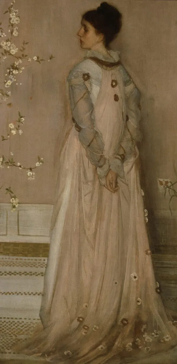 Symphony in Flesh Colour and Pink: Portrait of Mrs Frances Leyland (1872) by James McNeill Whistler — original painting reproduced as a hand-painted oil on canvas
