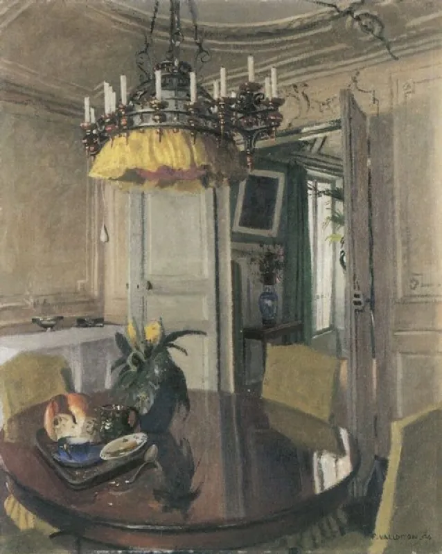 Table de salle à manger avec bouquet (1904) by Félix Vallotton — original painting reproduced as a hand-painted oil on canvas