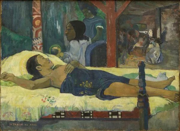 Te tamari no atua (1896) by Paul Gauguin — original painting reproduced as a hand-painted oil on canvas