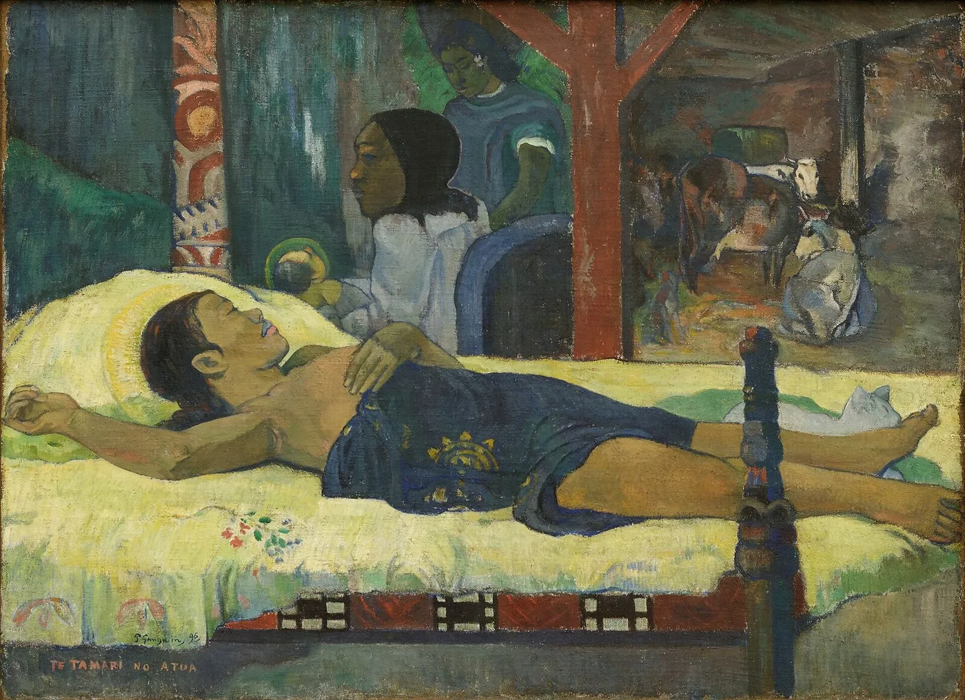 Te tamari no atua (1896) by Paul Gauguin — original painting reproduced as a hand-painted oil on canvas