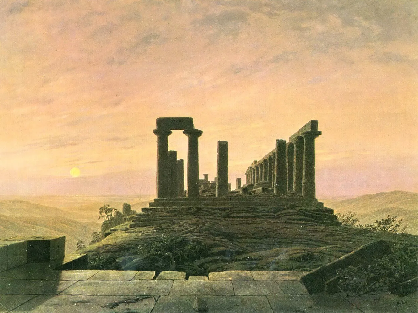 Temple of Juno in Agrigento (1828) by Caspar David Friedrich — original painting reproduced as a hand-painted oil on canvas