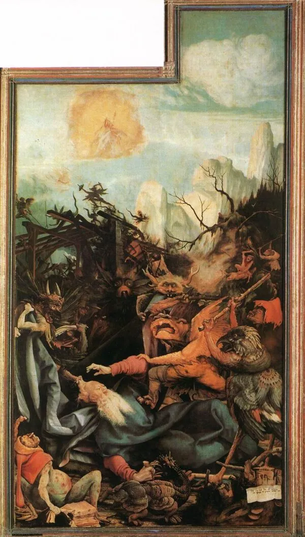 Temptation of Saint Anthony (1512) by Matthias Grünewald — original painting reproduced as a hand-painted oil on canvas