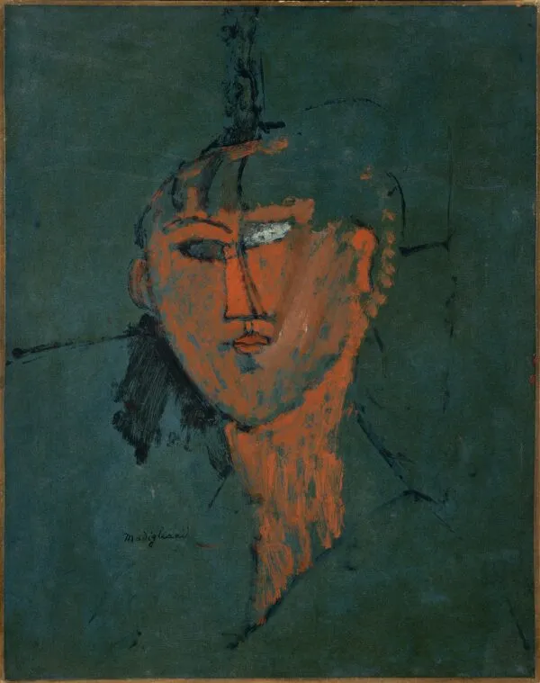 Tête rouge (1915) by Amedeo Modigliani — original painting reproduced as a hand-painted oil on canvas