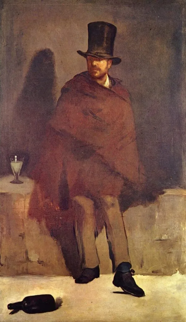 The Absinthe Drinker (1859) by Édouard Manet — original painting reproduced as a hand-painted oil on canvas