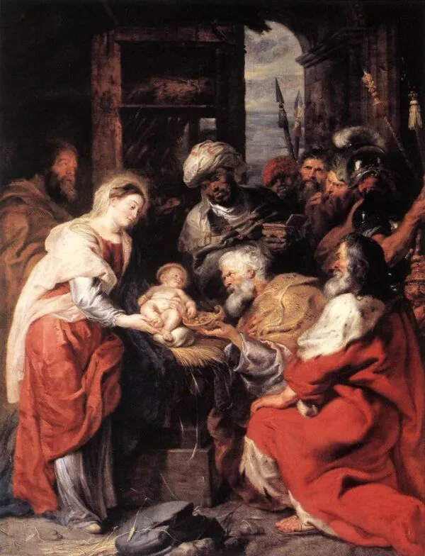 The Adoration of the Magi (1626) by Peter Paul Rubens — original painting reproduced as a hand-painted oil on canvas