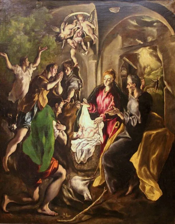 The Adoration of the Shepherds (1602) by El Greco — original painting reproduced as a hand-painted oil on canvas