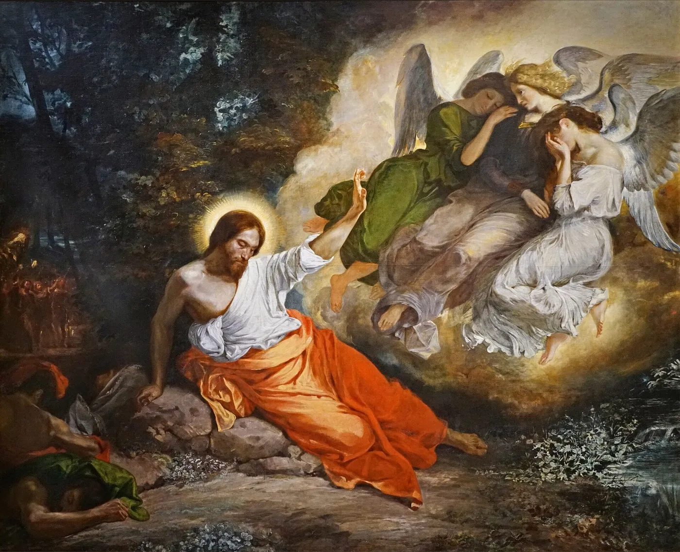 The Agony in the Garden (1820) by Eugène Delacroix — original painting reproduced as a hand-painted oil on canvas