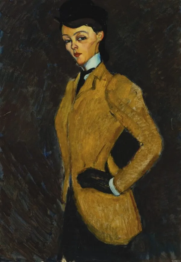 The Amazon (Woman in Yellow Jacket) (1909) by Amedeo Modigliani — original painting reproduced as a hand-painted oil on canvas