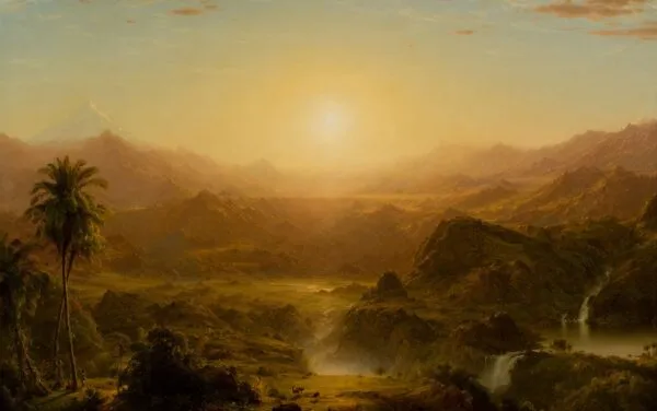The Andes of Ecuador (1855) by Frederic Edwin Church — original painting reproduced as a hand-painted oil on canvas