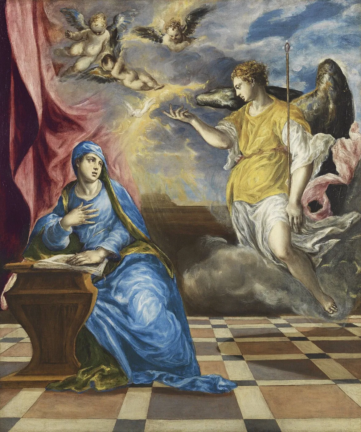 The Annunciation (1576) by El Greco — original painting reproduced as a hand-painted oil on canvas