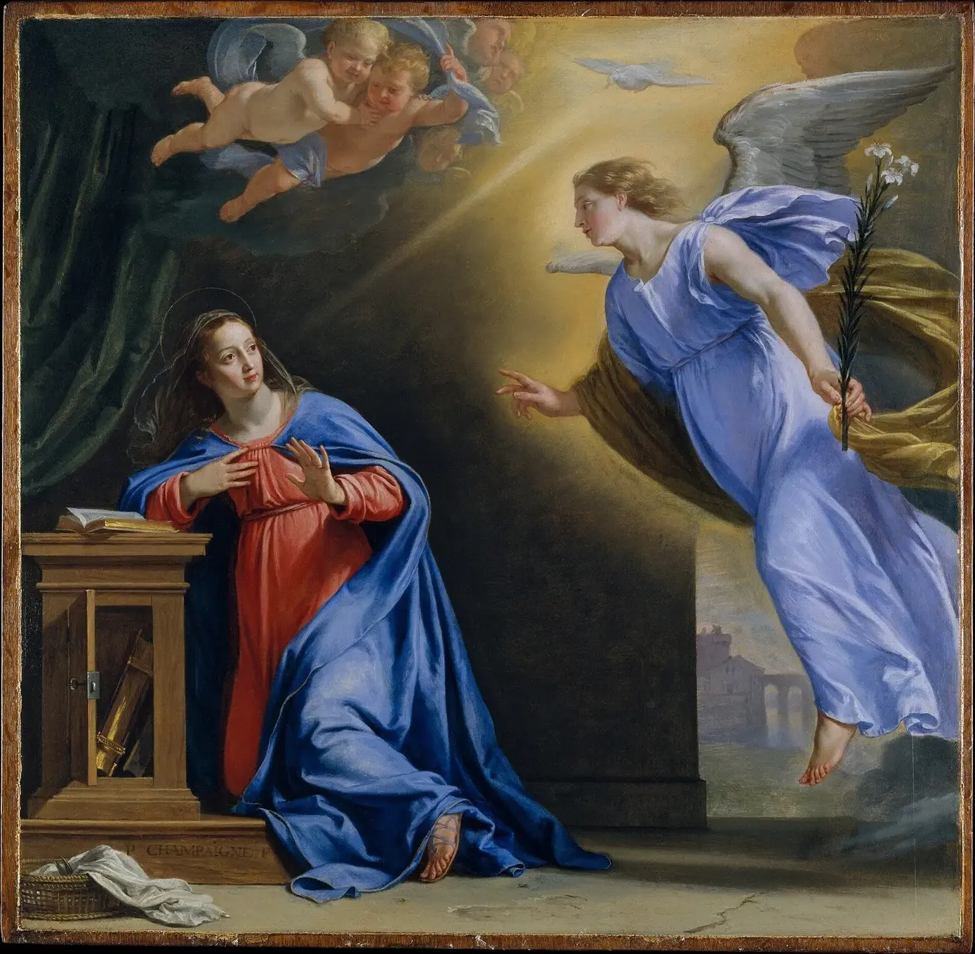 The Annunciation (1644) by Philippe de Champaigne — original painting reproduced as a hand-painted oil on canvas
