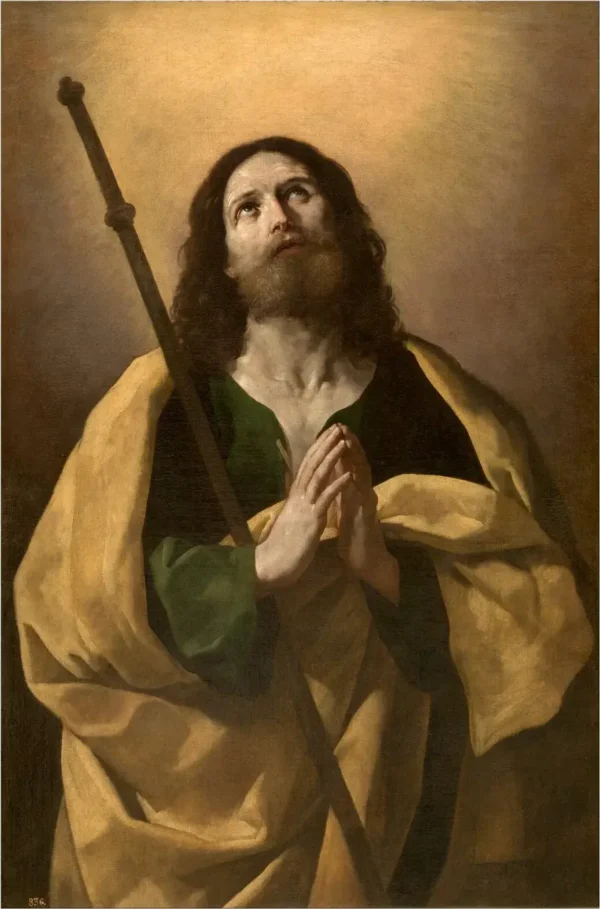 The Apostle James the Greater (1618) by Guido Reni — original painting reproduced as a hand-painted oil on canvas