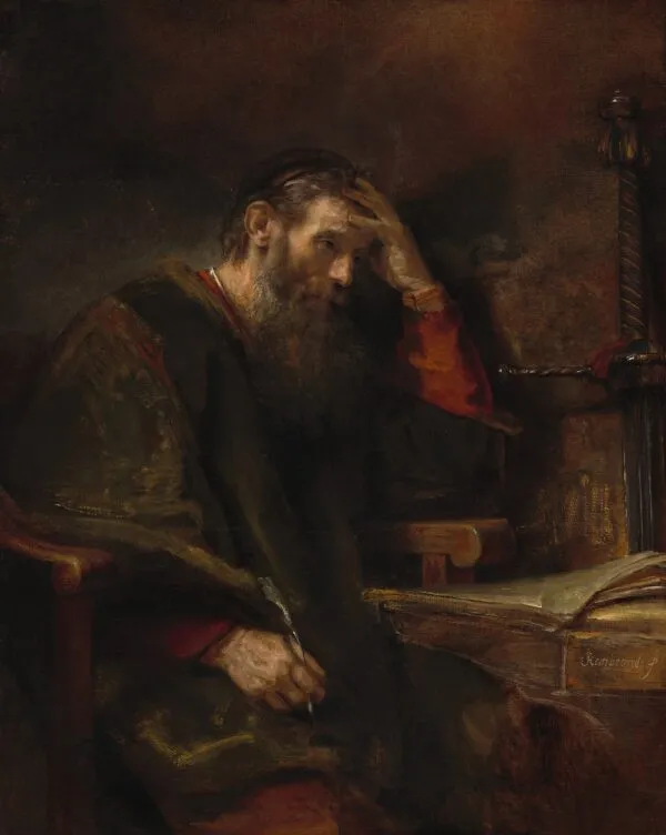 The Apostle Paul (1657) by Rembrandt — original painting reproduced as a hand-painted oil on canvas