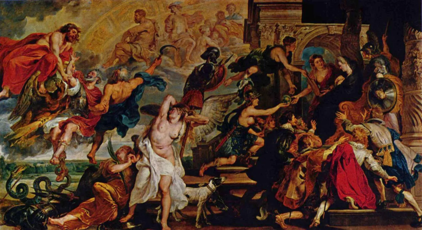 The Apotheosis of Henri IV and the Proclamation of the Regency of Marie de Médicis (1623) by Peter Paul Rubens — original painting reproduced as a hand-painted oil on canvas