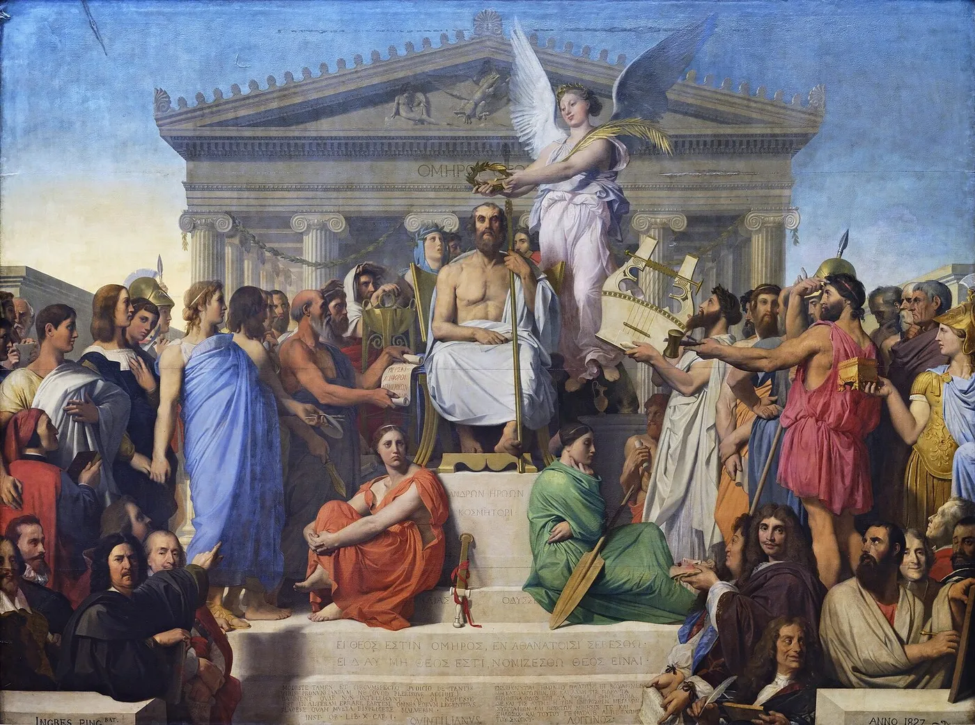 The Apotheosis of Homer (1827) by Jean-Auguste-Dominique Ingres — original painting reproduced as a hand-painted oil on canvas