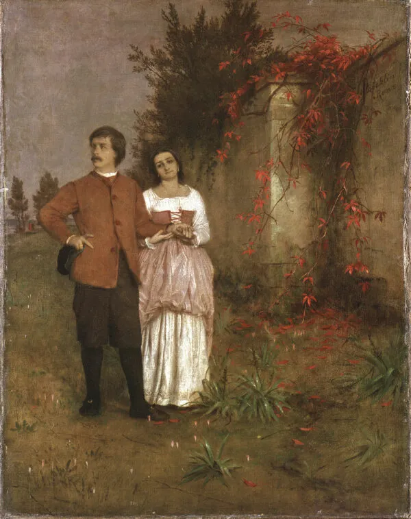 The Artist and his Wife (1863) by Arnold Böcklin — original painting reproduced as a hand-painted oil on canvas