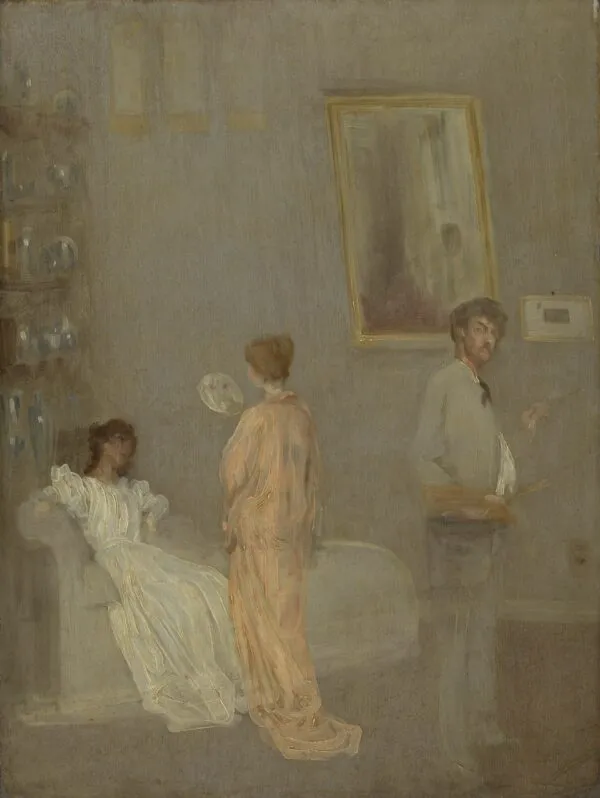The Artist in His Studio (1865) by James McNeill Whistler — original painting reproduced as a hand-painted oil on canvas