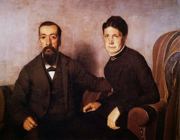 The Artist's Parents (1886) by Félix Vallotton — original painting reproduced as a hand-painted oil on canvas