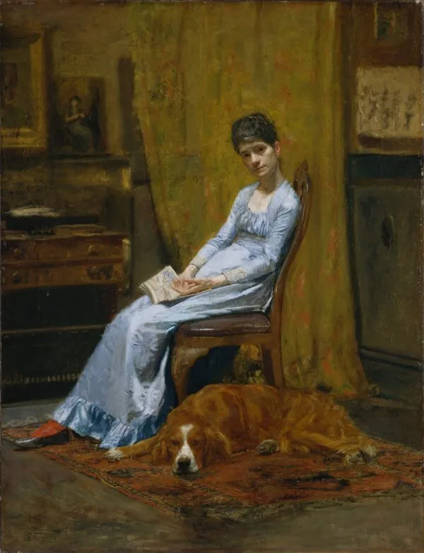 The Artist's Wife and His Setter Dog (1884) by Thomas Eakins — original painting reproduced as a hand-painted oil on canvas