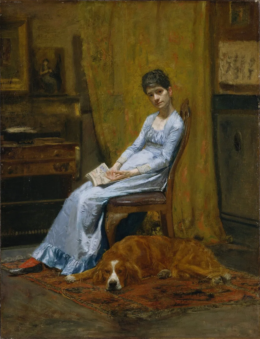 The Artist's Wife and His Setter Dog (1884) by Thomas Eakins — original painting reproduced as a hand-painted oil on canvas