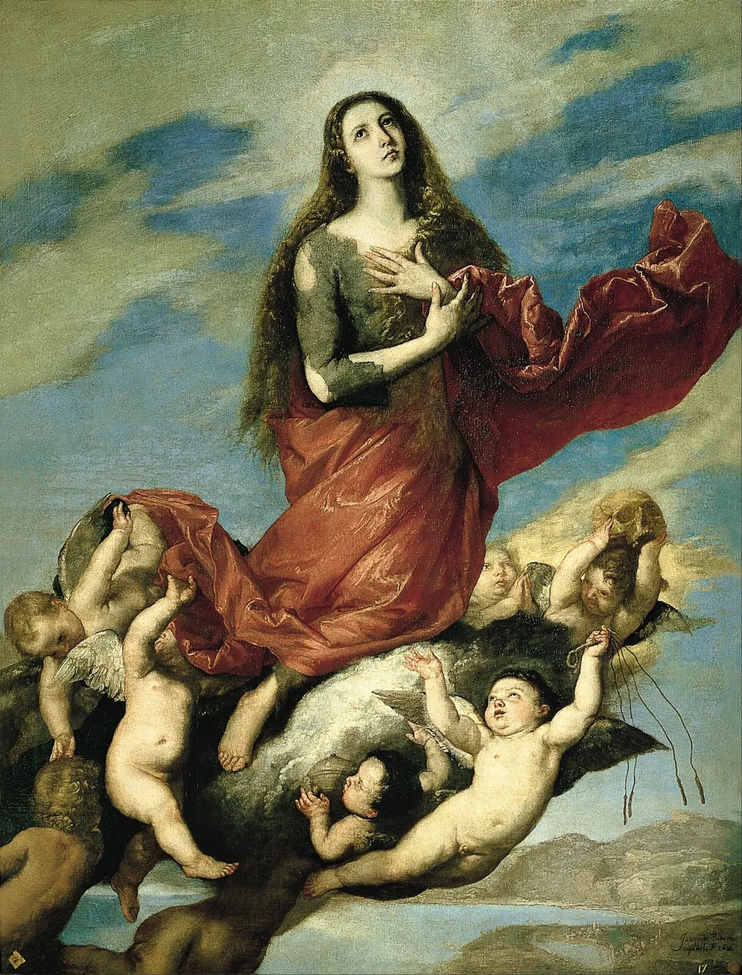 The Assumption of Mary Magdalene (1636) by Jusepe de Ribera — original painting reproduced as a hand-painted oil on canvas