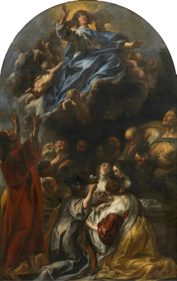 The Assumption of the Virgin (1650) by Jacob Jordaens — original painting reproduced as a hand-painted oil on canvas