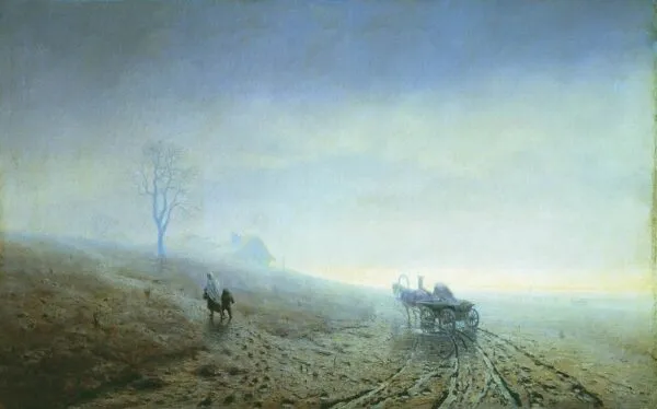 The autumn slush (1870) by Arkhip Kuindzhi — original painting reproduced as a hand-painted oil on canvas