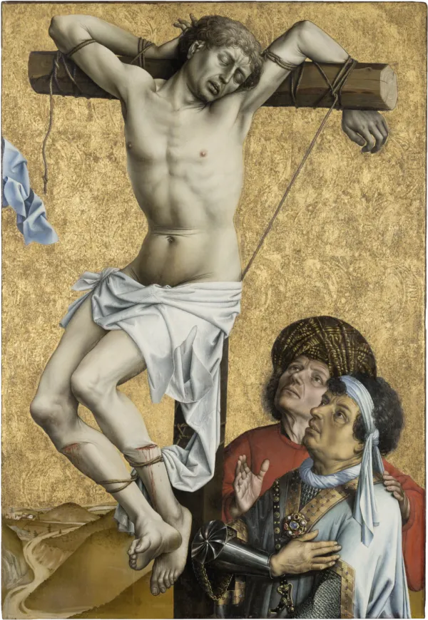 The Bad Thief to the Left of Christ (1430) by Robert Campin — original painting reproduced as a hand-painted oil on canvas
