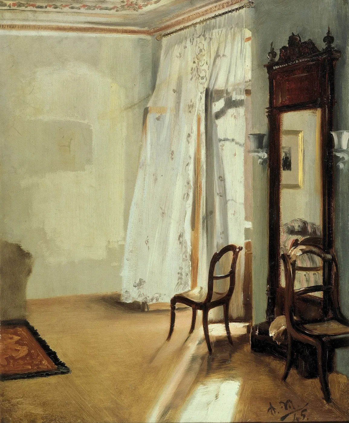 The Balcony Room (1845) by Adolph von Menzel — original painting reproduced as a hand-painted oil on canvas